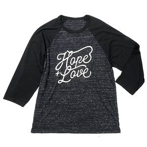 NWT Hope + Love Black Marble Baseball Tee